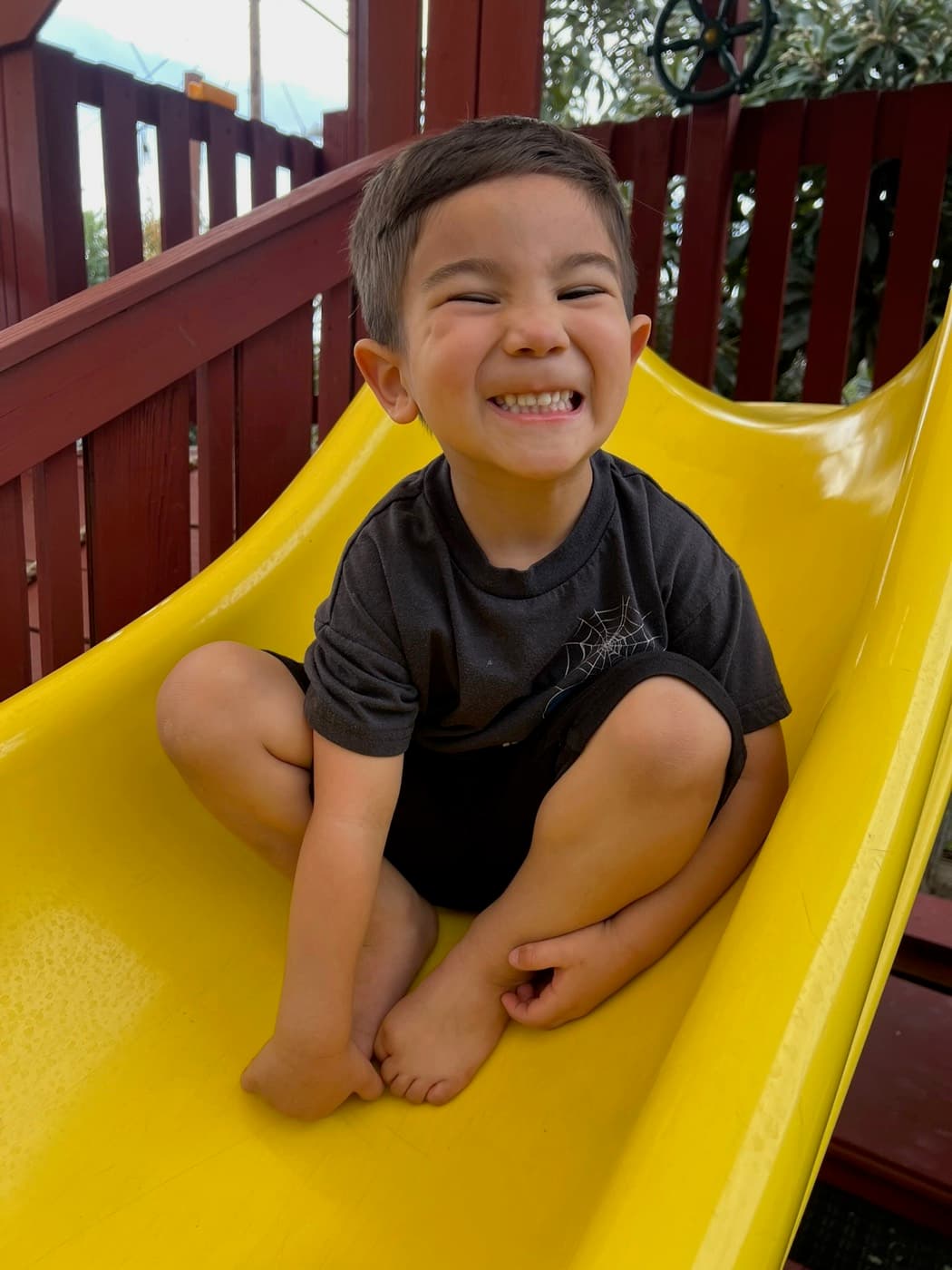 Beaming at the top of the slide